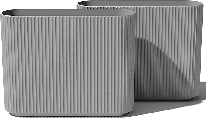 Veradek Demi Series Span Planter for Front Porch, Patio, Backyard | Durable Plastic-Stone Composite Material | Modern Décor for Shrubs, Flowers