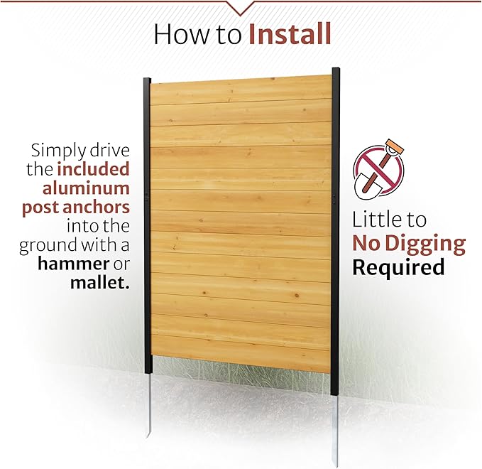 5ft H x 3.2ft W (1 Panel) No Dig Enclo Fairmont Cedar Wood Privacy Screen, Great to Hide Trash Cans, Decorative Patio Privacy Screen, Outdoor Privacy Fence Panel, Air Conditioner Fence, EC18043