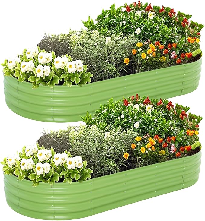 Galvanized Raised Garden Bed, 6x3x1 FT Thickening Planter Boxes Outdoor, Raised Beds for Gardening, Easy Assembly Large Garden Bed for Vegetables, Fruits, Flowers (2-Pack)
