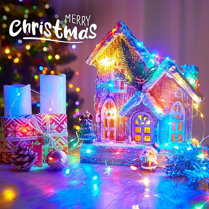 Minetom Multicolored Fairy String Lights, 33 Ft 100 Led Waterproof Starry Firefly String Lights Plug in on Silver Wire, Perfect for Crafts DIY Christmas Party Wedding Bedroom Indoor Decorations