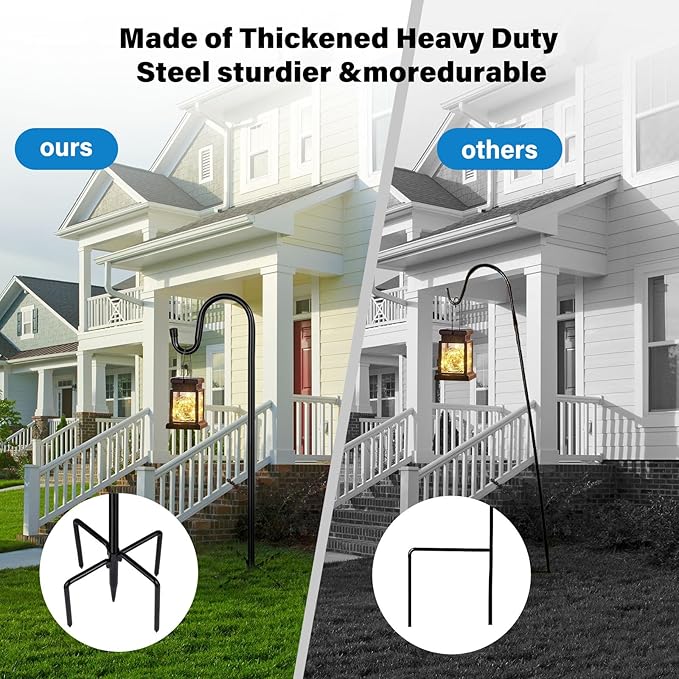 Shepherd Hooks for Outdoor, 2 Pack 78 Inch Bird Feeder Pole with 5 Prongs Base for Hanging Lantern, Hummingbird Feeder, Lightweight Plant, Shepherds Hook for Bird Feeders for Outside