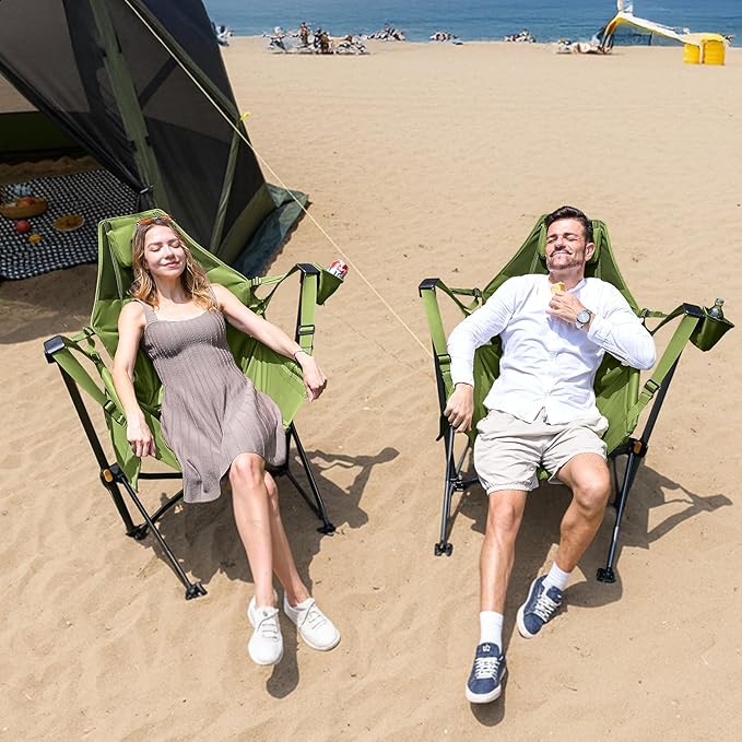TIMBER RIDGE Hammock Camping Chair with Adjustable Backrest, Heavy Duty Folding Hammock Chair Supports 300lbs, Portable Hammock Chair for Camping, Travelling and Patio, Green