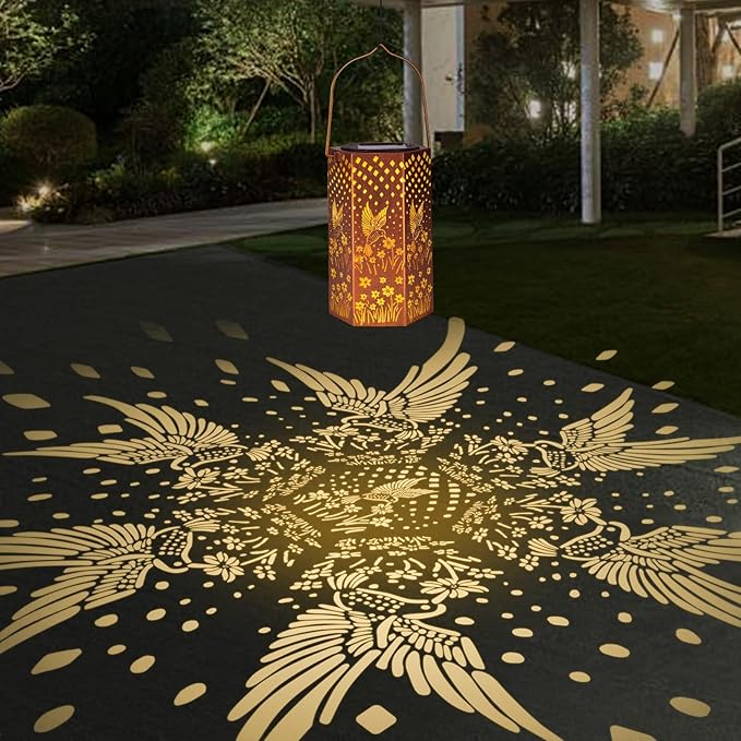 Mothers Day Gifts for Mom Grandma - Birthday Gifts for Women, 4 Pack Hummingbird Solar Lanterns Outdoor Waterproof Solar Lights Outdoor Hanging Garden Decor for Outside