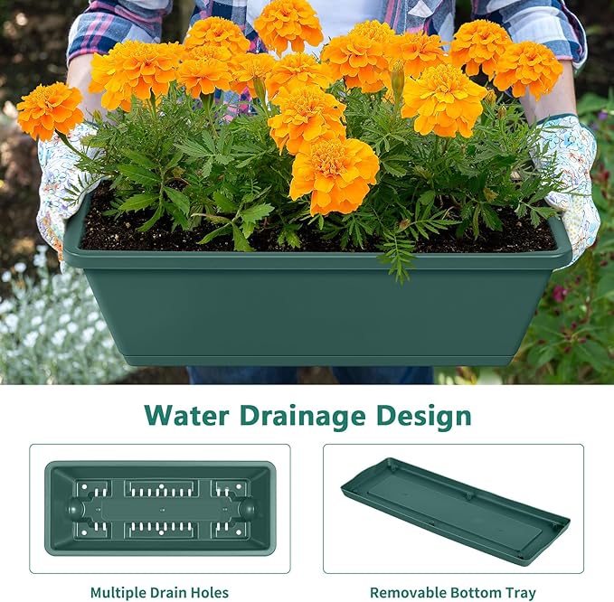 2 Column Vertical Raised Garden Beds, 6 Planter Boxes Standing Garden Bed Outdoor/Indoor Herb Garden Tiered Planter with Drainage Holes & Removable Trays for Flowers/Vegetables/Plants (Green)