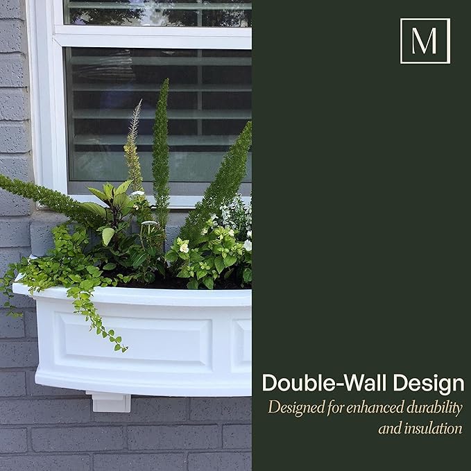 Mayne Nantucket 3-Foot Window Box – Self-Watering, Weather-Resistant Planter for Flowers – Durable Design for Outdoor Use, Perfect for Windows