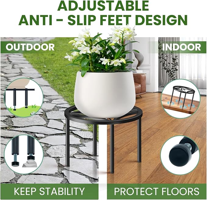 TOSKING 3-Pack Plant Stands - Heavy Duty Low Plant Stand, No Assembly Required Risers for Potted Plants Indoor and Outdoor, Ready to Use(10.24" & 10.24" & 8.66" Diameter)