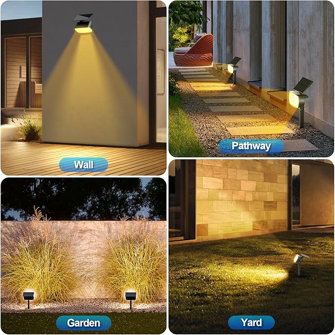 108 LED Solar Spot Lights Outdoor, Solar Lights Outdoor IP65 Waterproof, 3 Modes Solar Landscape Spotlights, Large Solar Powered Panel Lights for Garden Yard Pathway(Warm White/6 Pack)
