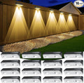 Solar Fence Lights Outdoor, 16 Pack IP65 Waterproof Fence Lights Solar Powered with Ultra-Bright LED Lens, 9 Color Modes, 12+ Hours Steady Glow for Deck/Backyard/Patio/Pool/Wall - Black