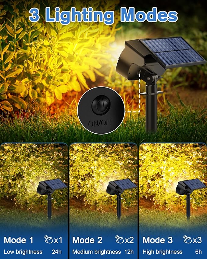 Fabrito Large Solar Spot Lights Outdoor 4 Pack, 1000 Lumens High Brightness, IP65 Waterproof Solar Spotlight with 136 LEDs, Dusk to Dawn Solar Landscape Lights for Yard, Garden, Pathway, Plants (Warm)