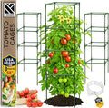 Tomato Cage Square - Large Trellis Stakes and Plant Support Structures for Vegetables and Climbing Plants - Tall Tomato Cages for Garden, Pots, Raised Garden Bed Outdoor Supplies (3 Pack - Up to 58")