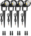 6W 700LM Low Voltage Landscape Lighting, 12V AC/DC 3000K Warm White LED Low Voltage Landscape Lights, IP65 Waterproof Outdoor Spotlights with Connectors for Garden Tree Yard 4 Pack W01SLP406