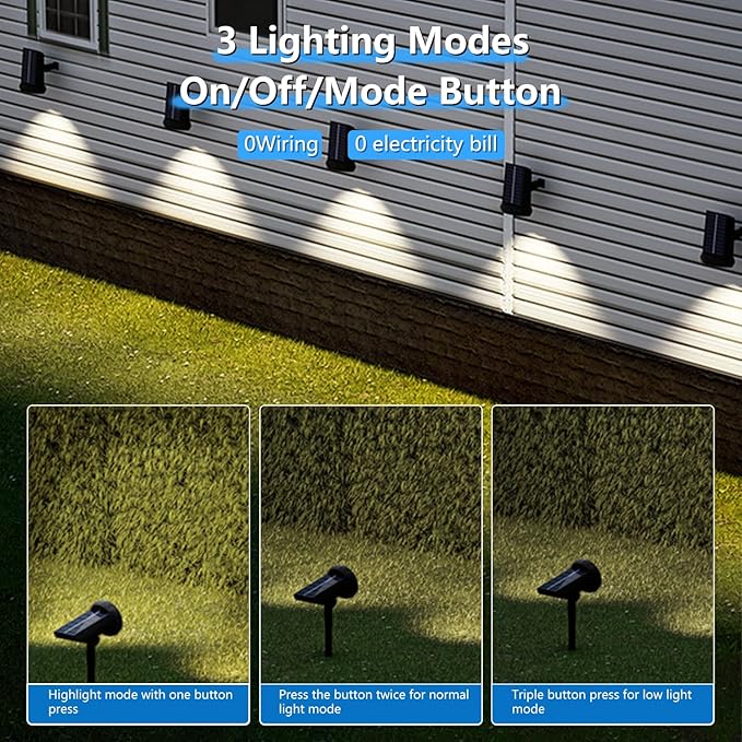 Solar Spot Lights Outdoor，Solar Lights Outdoor Waterproof IP68，Dark Sensing Auto On/Off，Suitable for Garden, Corridor Landscape Lighting and Flag Lighting. (Multicoloured, 6-Pack)