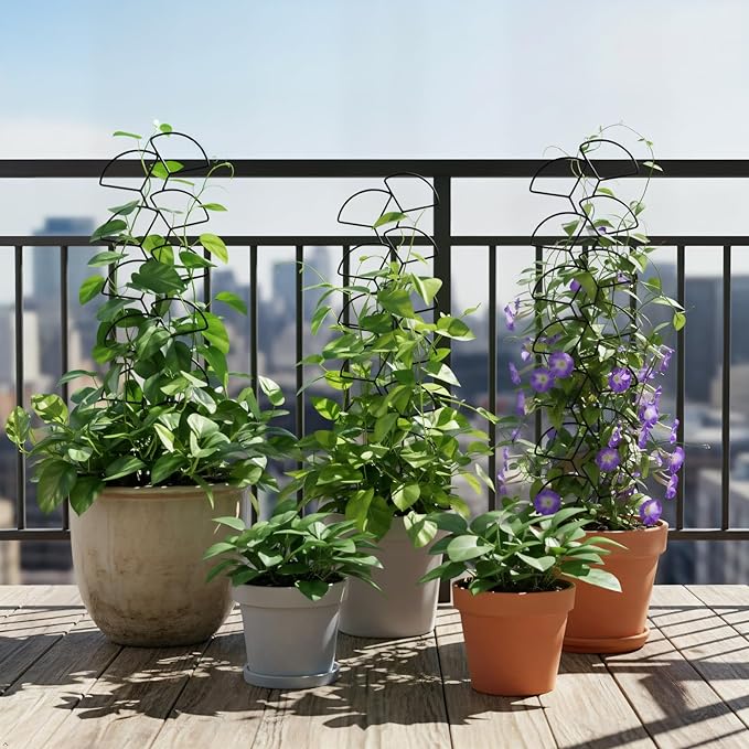 Plant Trellis for Climbing Plants Indoor Outdoor, Trlzey 3 Pack Stackable Metal Trellis - Small Garden Trellis for Potted Plants, Vine Support for Ivy, Flowers, DIY Home Deco