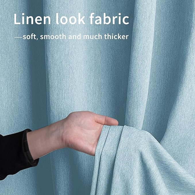 Easy-Going Linen Look Outdoor Curtains Waterproof Windproof Porch Curtains, Soft Thicken Outdoor Privacy Curtains for Patio, Gazebo, Grommet Top and Tab Bottom Drape, 1 Panel, 54x84 inch, Sky Blue