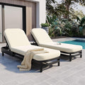 LUMISOL Outdoor Lounge Chair Set of 2, Modern Aluminum Chaise Loungers with Premium Cushions, 5-Level Reclining Chairs for Patio, Poolside, Garden, Beige Cushions