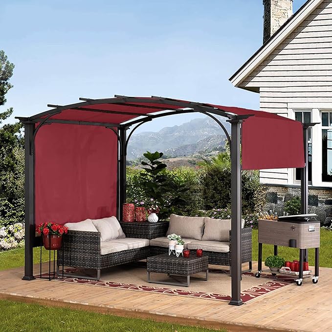 Universal Doubleton Steel Pergola Replacement Cover for Pergola Structures L-PG080PST, 80''x 205'' (Burgundy)