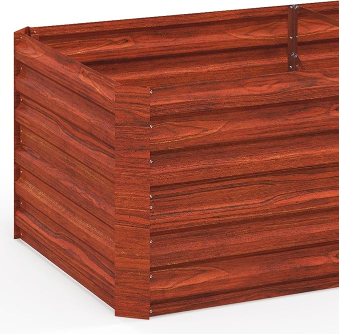 Outsunny Galvanized Raised Garden Bed Kit with Reinforcing Bars, Large and Tall Metal Planter Box for Vegetables, Flowers and Herbs, 6' x 3' x 2', Dark Brown