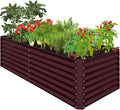 Best Choice Products 8x4x2ft Outdoor Metal Raised Garden Bed, Deep Root Planter Box for Vegetables, Herbs & Flowers, 478-Gallon Capacity, 100% Non Toxic Materials - Burgundy