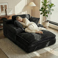67" Oversized Chaise Lounge Chair Indoor, Soft Boneless Cloud Couch with 3 Pillows, 4 Side Pockets and 2 Cup Holders, Comfy Corduroy Sleeper Couch for Living Room Bedroom