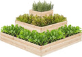 Yaheetech 3 Tier Wooden Raised Garden Bed 44.5'' L×44.5″ W×20.5″ H, Horticulture Open-Bottom Planter Raised Garden Bed for Flowers/Herbs/Vegetables Planter Flower Box