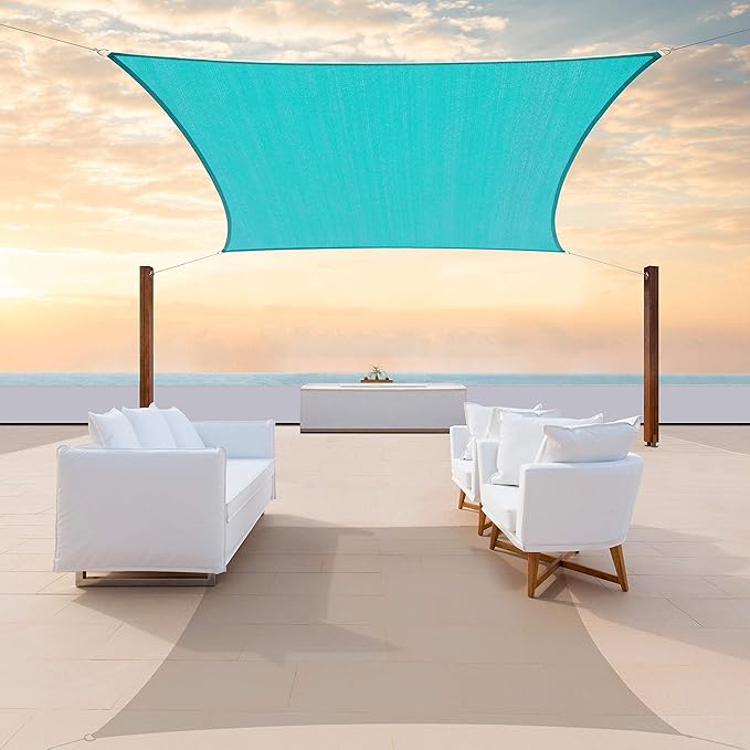 ColourTree TAPR1616 Custom Size 14' x 16' Turquoise Sun Shade Sail Canopy UV Block UPF50 Rectangle - Commercial Standard Heavy Duty - 190 GSM - 3 Years Warranty