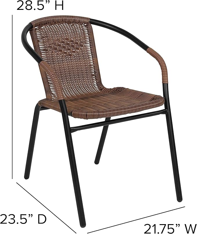 Flash Furniture Lila Medium Brown Rattan Indoor-Outdoor Restaurant Stack Chair