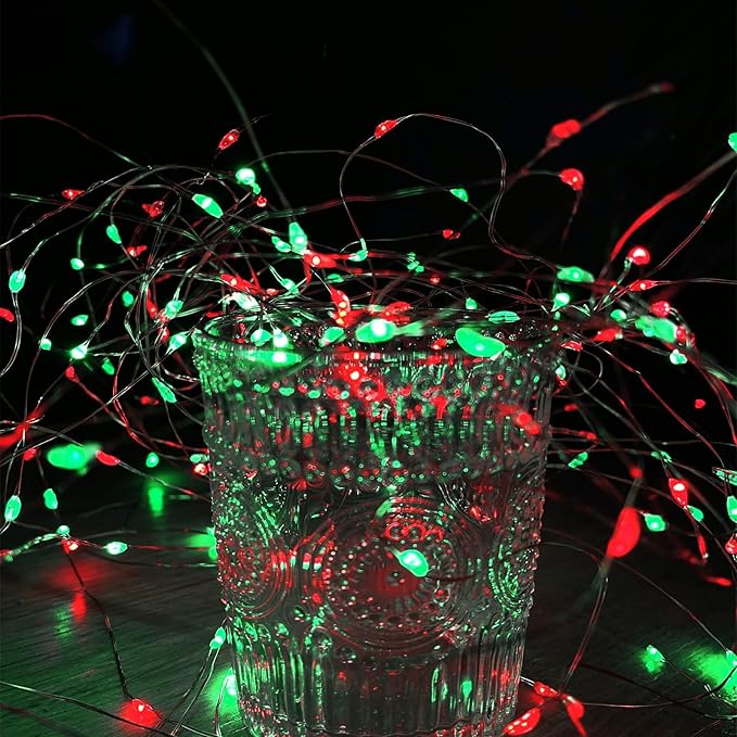 66Ft 200 LED Christmas Fairy Lights Plug in, Waterproof String Lights Outdoor & Indoor 8 Modes with Timer Bedroom Decor, Twinkle Lights for Bedroom Party Holiday Christmas Decorations (Red and Green)
