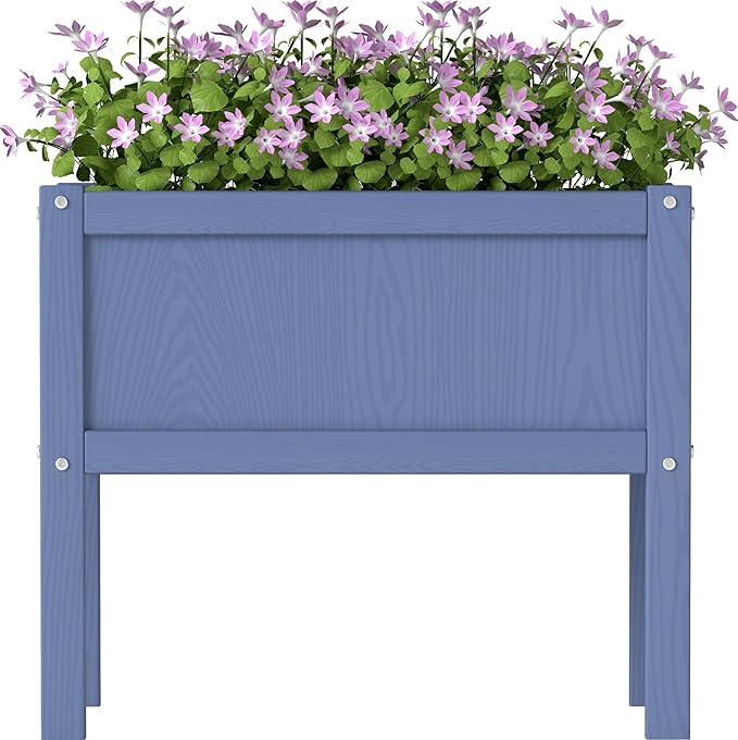 Raised Garden Bed with Drainage Hole Waterproof HDPE Elevated Planter Box with Legs Stable and Durable to Plant Herb Vegetable Flower,Patio,Balcony Outdoors/Indoors Navy