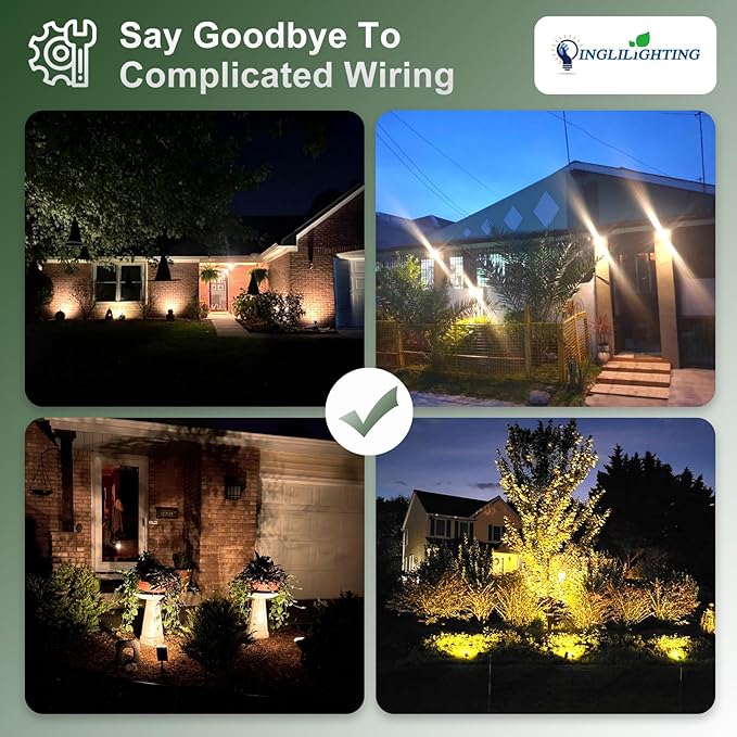 DINGLILIGHTING Solar Lights Outdoor Waterproof: IP65 Led Spot Light Decorations for Garden - 3 Lighting Modes Solar Powered for Yard - Halloween Christmas Lights Landscape Pathway Patios 4PC Warm