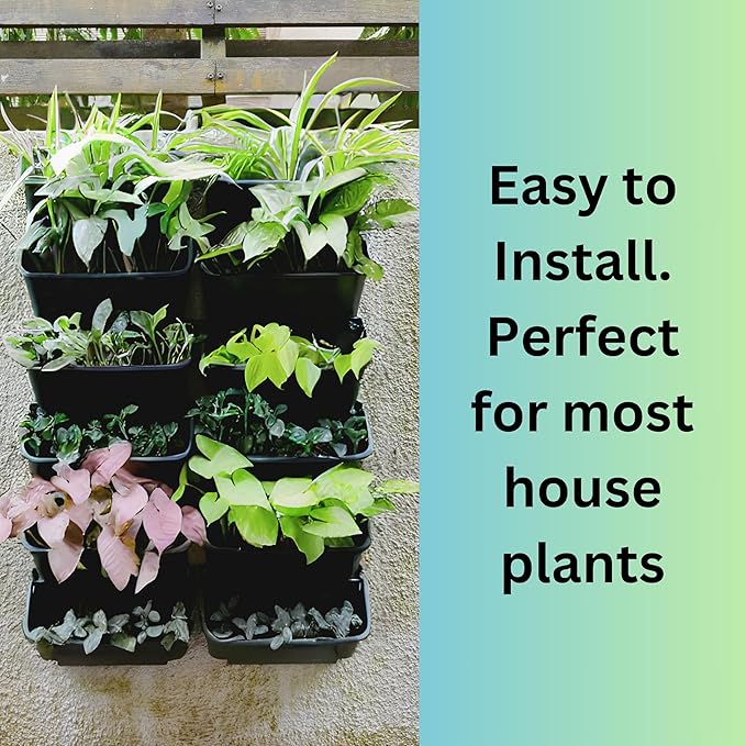 Maxona Black Color Vertical Garden Planter - 4 Pack, 13 inch Wall Mounted Planter for Patio Outdoor Decor, Home Plastic Pot Balcony Plant Vegetable Fruit Herb Hanging Pocket Holder Flowerpot