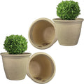 Sunnydaze 20-Inch Anjelica Large Plastic Pot for Plants - Outdoor Double-Walled Large Plastic Planter with Drillable Drainage Holes - Beige - 4pk