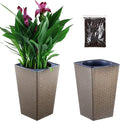 2 Pack Self Watering Planters 10.7" x 6.9" Planter for Indoor Plants Self Watering Violet Pots Plastic Flower Pots Square Planter with a Bag of Clay Pebbles, Bronze
