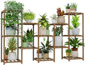 Bamworld Large Plant Shelf Outdoor Wood Plant Stand Large Rack for Living Room Patio, Balcony and Garden