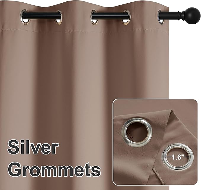 RYB HOME Outdoor Curtains 108 inches Long - Waterproof Privacy Blackout Indoor Outdoor Deck for Patio Door Canopy Divider Backdrop Lanai Pavilion Pergola, W 84 x L 108, 1 Pc, Mocha