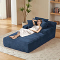 80 Inch Chaise Lounge Chair Indoor, Oversized Corduroy Upholstered Boneless Sofa Bed, Deep Seat Sleeper Couch Reading Chairs, Cloud Sofas Couches for Living Room, No Assembly Required (Blue)