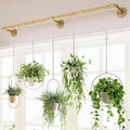 Bamworld Plant Hanger Indoor Hanging Planters for Indoor Plants Hanging Plant Holder Window Plant Rod Gold Metal Shelves 63 Inch