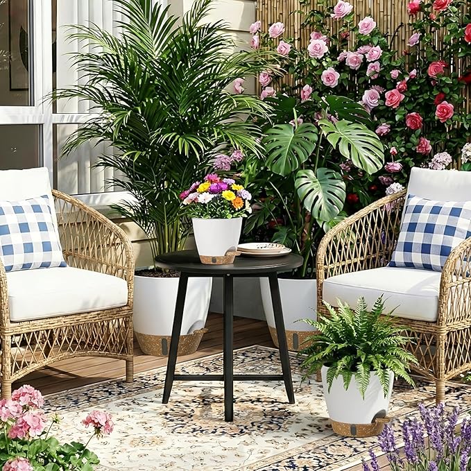 Plant Pots, 12" 10" 6" 8" Inch Self Watering Pots with Water Level Indicator, Set of 5 Flower Pots Indoor with Drainage Holes, Modern Planters for Indoor Outdoor Plants, Room & Office Décor