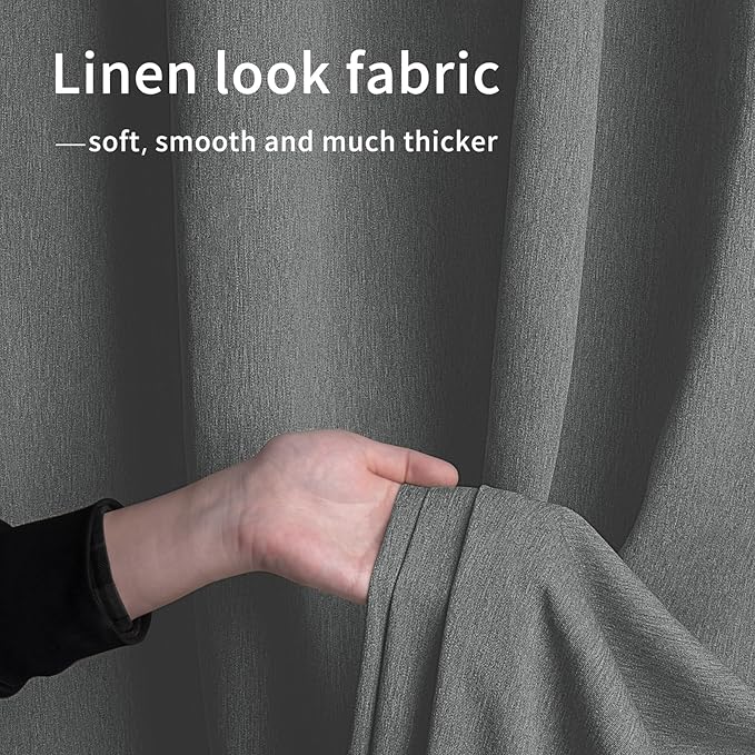 Easy-Going Linen Look Outdoor Curtains Waterproof Windproof Porch Curtains, Soft Thicken Outdoor Privacy Curtains for Patio, Gazebo, Grommet Top and Tab Bottom Drape, 1 Panel, 54x108 inch, Dark Grey