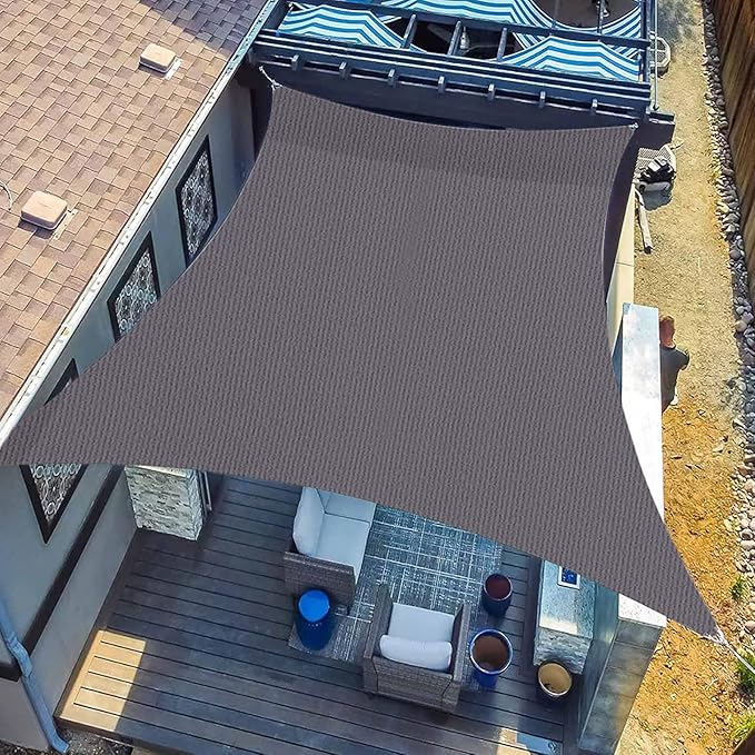 SUNLAX Custom Size 8' x 19' Dark GreySun Shade Sail Canopy Commercial Rectangle Sail Shade Fabric for Patio Garden Backyard Pool (Customized)