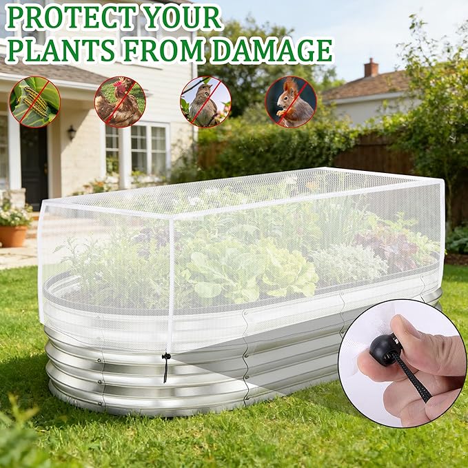 2 Pack Garden Netting for Raised Beds, 55.1" x 30" x 19.6" Garden Bed Insect Bird Netting Cover, Raised Garden Bed Plant Cover Mesh Pest Barrier Screen for Protecting Vegetables Fruits Flowers