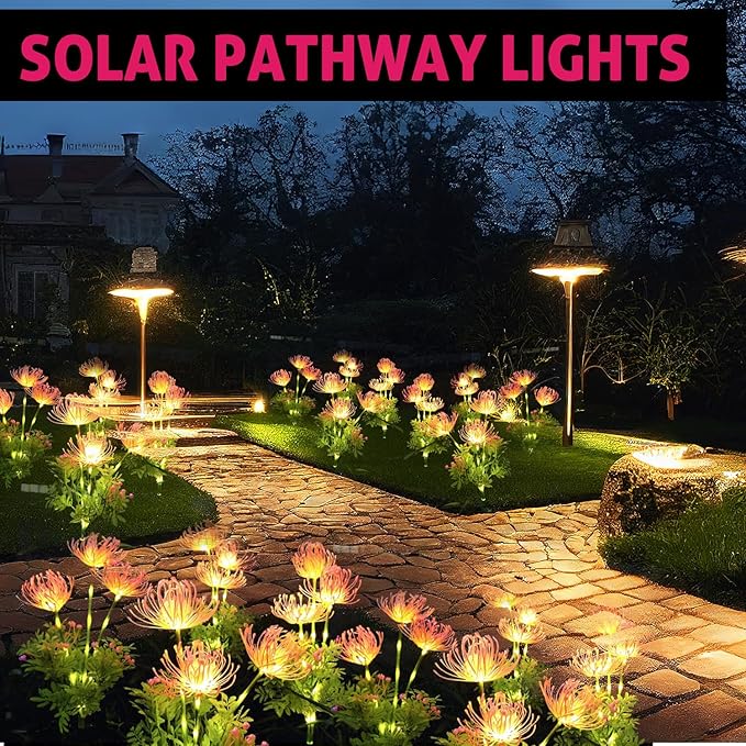Solar Garden Lights Glowing Flowers & Stems, Outdoor Garden Decoration, Yard Decor
