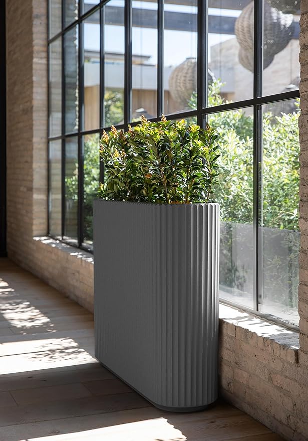 Veradek Demi Series Span Planter for Front Porch, Patio, Backyard | Durable Plastic-Stone Composite Material | Modern Décor for Shrubs, Flowers
