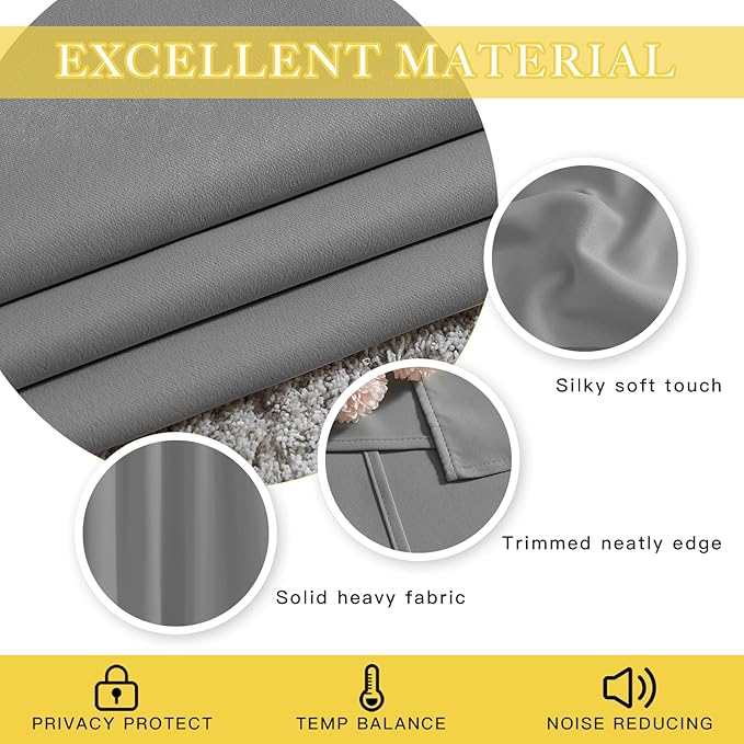 NICETOWN Blackout Sliding Door Curtain for Living Room, Grommet Room Divider Curtain Privacy Thermal Insulated Sound Reducing Window Treatment for Bedroom (1 Panel, Silver Grey, W80 x L108)