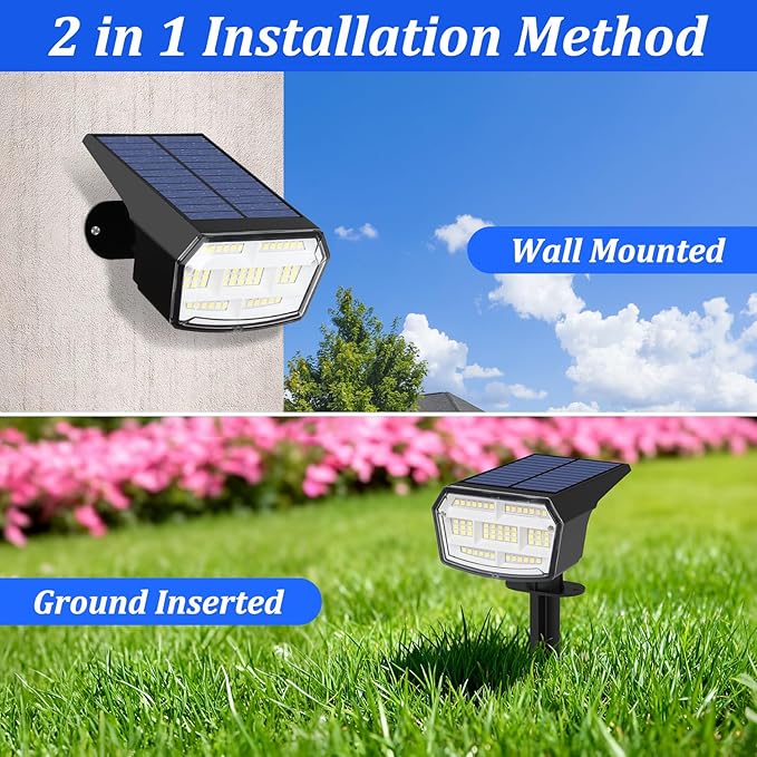Sucolite 6-Pack Solar Spot Lights Outdoor Waterproof IP65, 3 Lighting Modes 2-in-1 Solar Landscape Spotlights for Yard, 59 LED Solar Powered Wall Lights for Garden Pathway Driveway Walkway, Cool White
