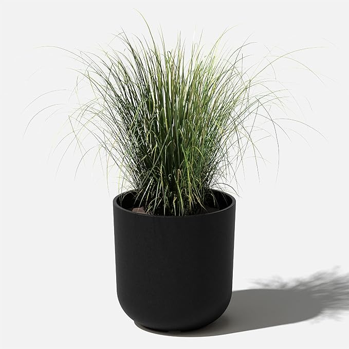 Veradek Mason Series Lima Planter - Round Planter for Indoor or Outdoor Porch/Garden | Made from Plastic-Stone Composite with Drainage Holes | Modern Décor for Succulents, Flowers, Small Plants