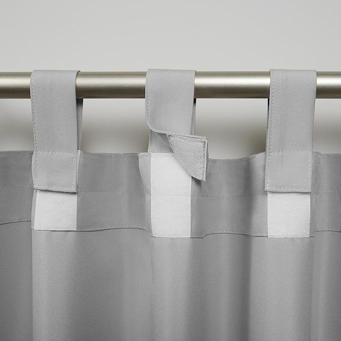 Exclusive Home Cabana Solid Indoor/Outdoor Light Filtering Hook-and-Loop Tab Top Curtain Panel Pair, 54"x120", Cloud Grey