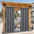NICETOWN Patio Curtains Outdoor Waterproof 2 Panels, Stainless Steel Ring Top Outdoor Indoor Window Drapes Keep Rain Out for Gazebo/Playground/Porch, W55 x L95 Inch, Grey