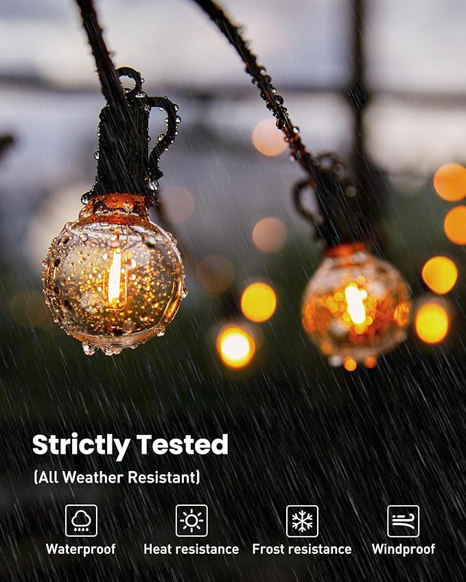 Brightown 209FT LED Outdoor String Lights - Patio Lights with 100 Shatterproof Clear Dimmable Edison Bulbs, Waterproof Connectable Hanging Light for Outside Backyard Porch Party Christmas Decoration