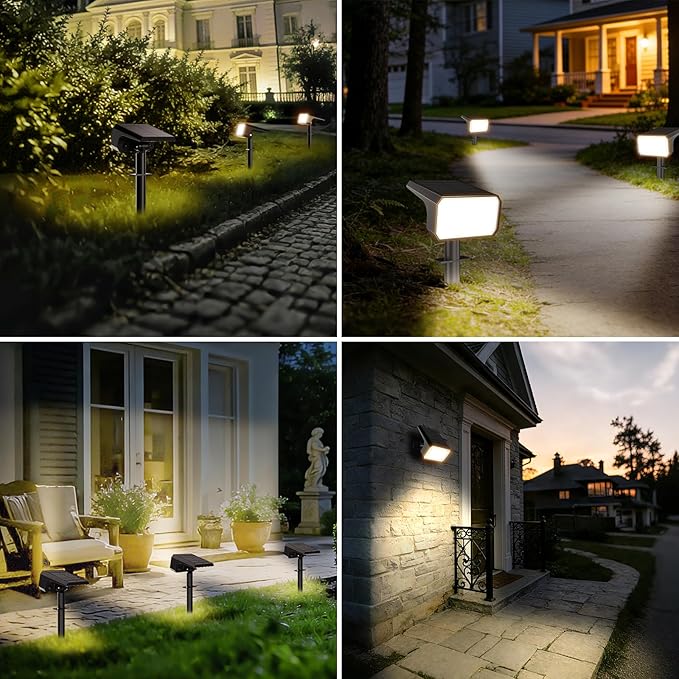 Fabrito Solar Spot Lights Outdoor 4 Pack, [108Leds, 4 Modes] Auto On/Off Spotlights, IP67 Waterproof Landscape Lights for Tree, Yard, Patio, Pool, Pathway, Driveway, Warm White