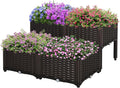 Outsunny 4 Piece Raised Garden Bed with Legs, Planter Box Raised Bed to Grow Flowers, Herbs & Vegetables, Brown